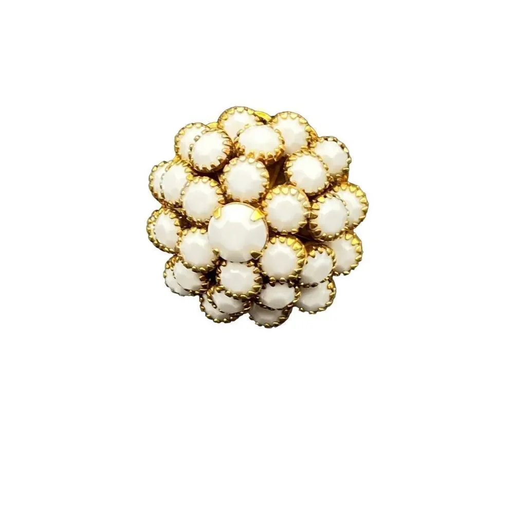 White enamel and gold vintage ring bracelet and berry grapes brooch